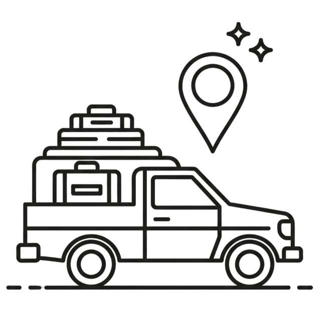 Dubai desert safari pickup service with 4x4 vehicle icon