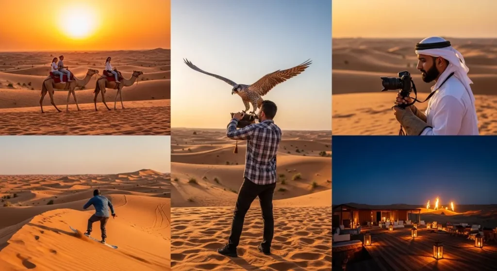 instagrammable spots dubai desert safari sunset camel ride falcon photography