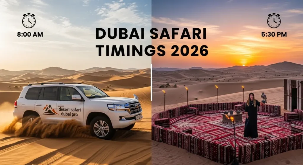 desert safari dubai timings morning evening overnight 2026