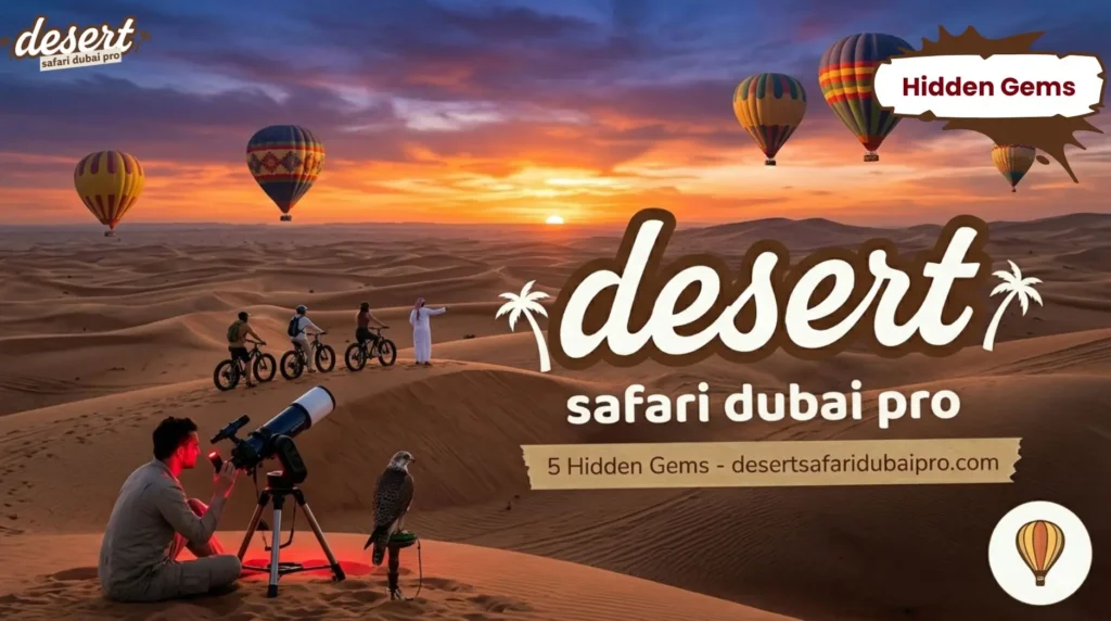 hidden desert safari activities Dubai including hot air balloon stargazing fat biking and falconry